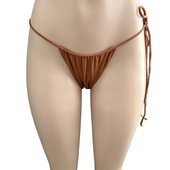Stone Fox Swim River Rawhide Solid Color Brown Cheeky Bikini Bottom Size Small - Picture 2 of 9